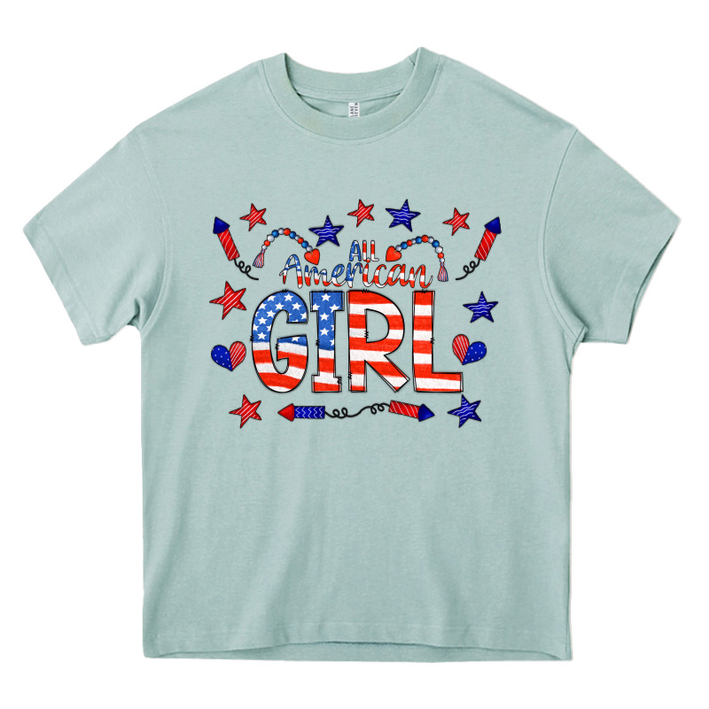 All American Girl Doodle Letters Heavy Core Tee by CowCowDesign | Teevron