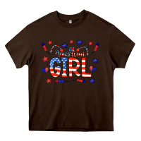Chocolate Brown all american girl doodle letters Heavy Core Tee - CowCowDesign