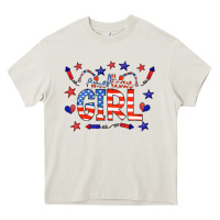 Cream all american girl doodle letters Heavy Core Tee - CowCowDesign