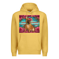 Antique Gold french bulldog floral Premium Hoodie - Artiststas