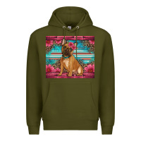 Army Green french bulldog floral Premium Hoodie - Artiststas