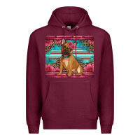 Burgundy french bulldog floral Premium Hoodie - Artiststas