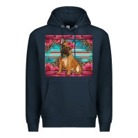 Navy french bulldog floral Premium Hoodie - Artiststas