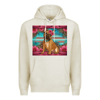 Oatmeal Heather french bulldog floral Premium Hoodie - Artiststas