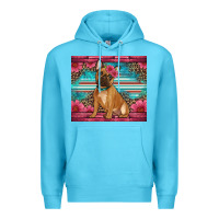 Ocean Blue french bulldog floral Premium Hoodie - Artiststas