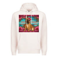 Pale Pink french bulldog floral Premium Hoodie - Artiststas