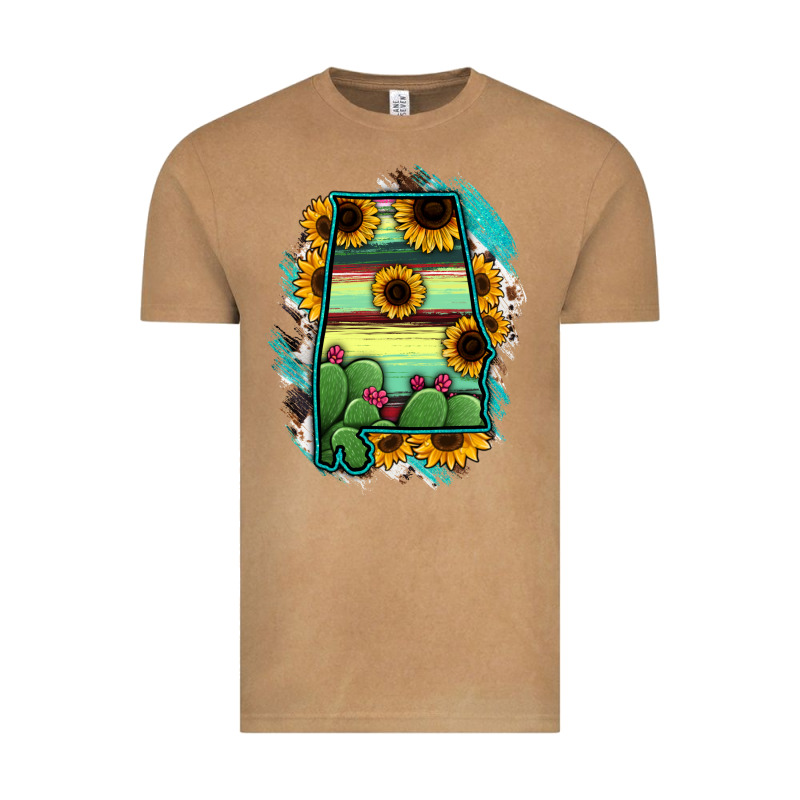 Alabama Map Sunflower Cactus Serape Vintage Tee by RanaPortraitStore | Teevron