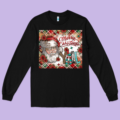 Merry Christmas Y'all Long Sleeve Tee Designed By Cowhidedigitalart