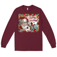 Burgundy merry christmas y'all Long Sleeve Tee - CowhideDigitalArt