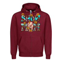 Burgundy show mom pig Zipper Hoodie - RanaPortraitStore