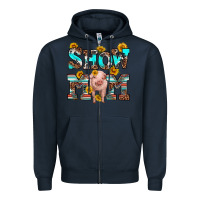 Navy show mom pig Zipper Hoodie - RanaPortraitStore