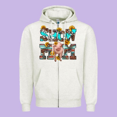 Show Mom Pig Zipper Hoodie Designed By Ranaportraitstore