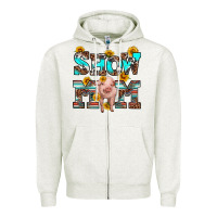 Oatmeal Heather show mom pig Zipper Hoodie - RanaPortraitStore