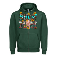 Sports Green show mom pig Zipper Hoodie - RanaPortraitStore