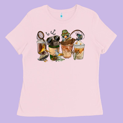 Fishing Coffee Cups Ladies Tee Designed By Fadigitalartstudio