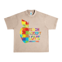 French Oak Autism Teach Accept Understand Love Urban Heavy Tee - CowhideDigitalArt