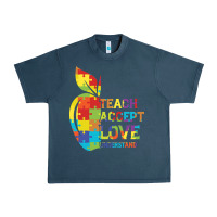 Midnight Navy Autism Teach Accept Understand Love Urban Heavy Tee - CowhideDigitalArt