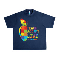 Navy Autism Teach Accept Understand Love Urban Heavy Tee - CowhideDigitalArt