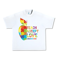 White Autism Teach Accept Understand Love Urban Heavy Tee - CowhideDigitalArt
