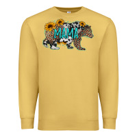 Antique Gold mama bear sunflowers leopard cowhide mother's day Premium Sweatshirt - Jasminsmagicworld