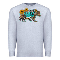 Heather Grey mama bear sunflowers leopard cowhide mother's day Premium Sweatshirt - Jasminsmagicworld