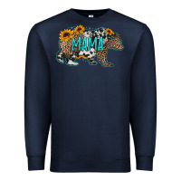 Navy mama bear sunflowers leopard cowhide mother's day Premium Sweatshirt - Jasminsmagicworld
