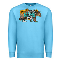 Ocean Blue mama bear sunflowers leopard cowhide mother's day Premium Sweatshirt - Jasminsmagicworld