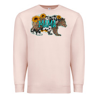 Pale Pink mama bear sunflowers leopard cowhide mother's day Premium Sweatshirt - Jasminsmagicworld