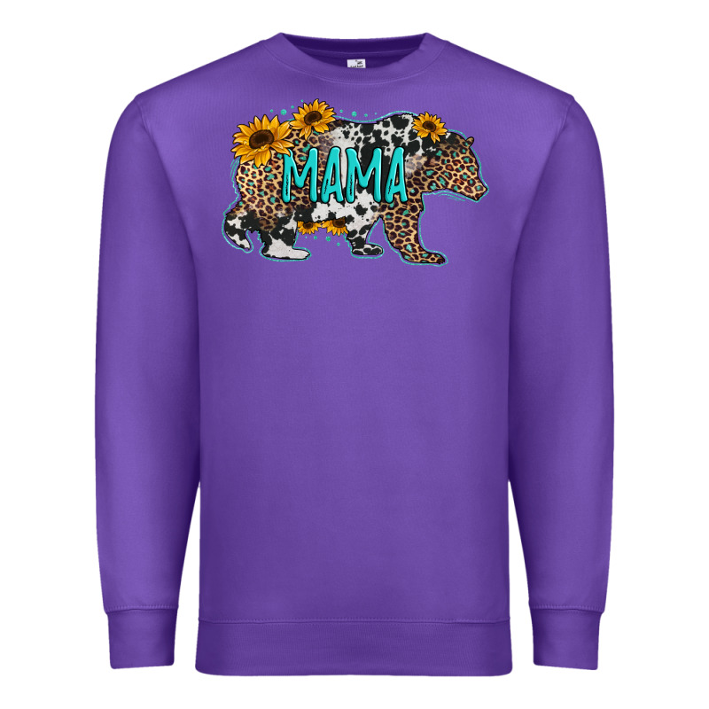 Mama Bear Sunflowers Leopard Cowhide Mother's Day Premium Sweatshirt by Jasminsmagicworld | Teevron