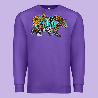 Mama Bear Sunflowers Leopard Cowhide Mother's Day Premium Sweatshirt Designed By Jasminsmagicworld
