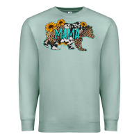 Seafoam mama bear sunflowers leopard cowhide mother's day Premium Sweatshirt - Jasminsmagicworld