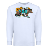 White mama bear sunflowers leopard cowhide mother's day Premium Sweatshirt - Jasminsmagicworld