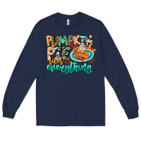 Navy Pumpkin Pie Fixes Everything Long Sleeve Tee - CowhideDigitalArt