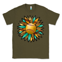 Army Green Softball Sunflower Classic Tee - Jasminsmagicworld