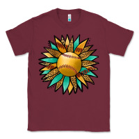 Burgundy Softball Sunflower Classic Tee - Jasminsmagicworld