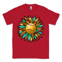 Red Softball Sunflower Classic Tee - Jasminsmagicworld
