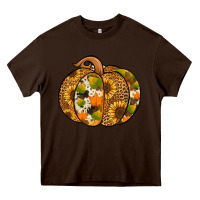 Chocolate Brown leopard cowhide sunflower pumpkin Heavy Core Tee - Jasminsmagicworld