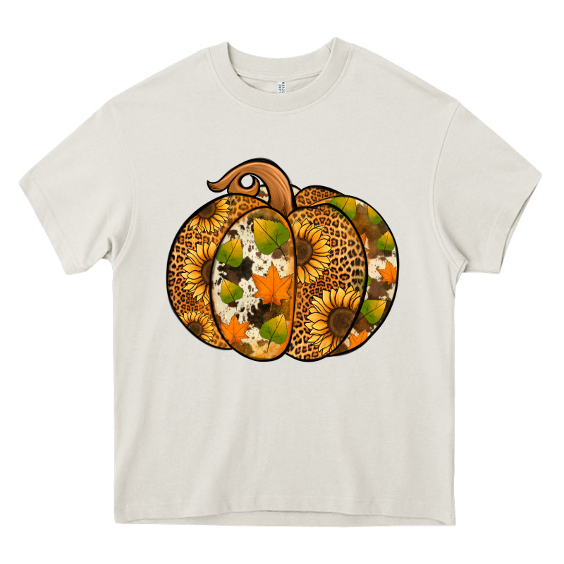Leopard Cowhide Sunflower Pumpkin Heavy Core Tee by Jasminsmagicworld | Teevron