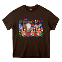 Chocolate Brown All American Mama Cow Flowers Heavy Core Tee - CowCowDesign