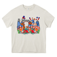 Cream All American Mama Cow Flowers Heavy Core Tee - CowCowDesign