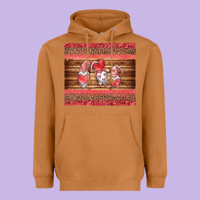 Valentines Day Gnomes Leopard Heavyweight Hoodie Designed By Jasminsmagicworld