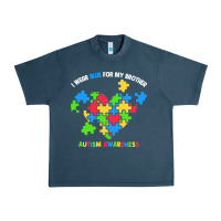 Midnight Navy Wear Blue For My Brother Autism Urban Heavy Tee - CowhideDigitalArt