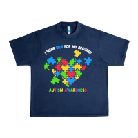 Navy Wear Blue For My Brother Autism Urban Heavy Tee - CowhideDigitalArt