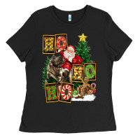Christmas Trex Ho Ho Ho Santa Ladies Tee | Teevron