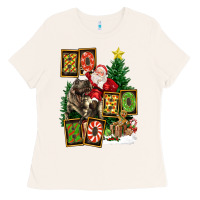 Bone Christmas Trex Ho Ho Ho Santa Ladies Tee - FaDigitalArtStudio