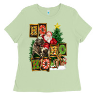 Matcha Christmas Trex Ho Ho Ho Santa Ladies Tee - FaDigitalArtStudio