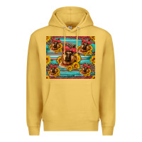 Antique Gold german shepherd with sunflowers Premium Hoodie - Artiststas