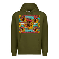 Army Green german shepherd with sunflowers Premium Hoodie - Artiststas