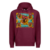 Burgundy german shepherd with sunflowers Premium Hoodie - Artiststas