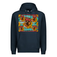 Navy german shepherd with sunflowers Premium Hoodie - Artiststas